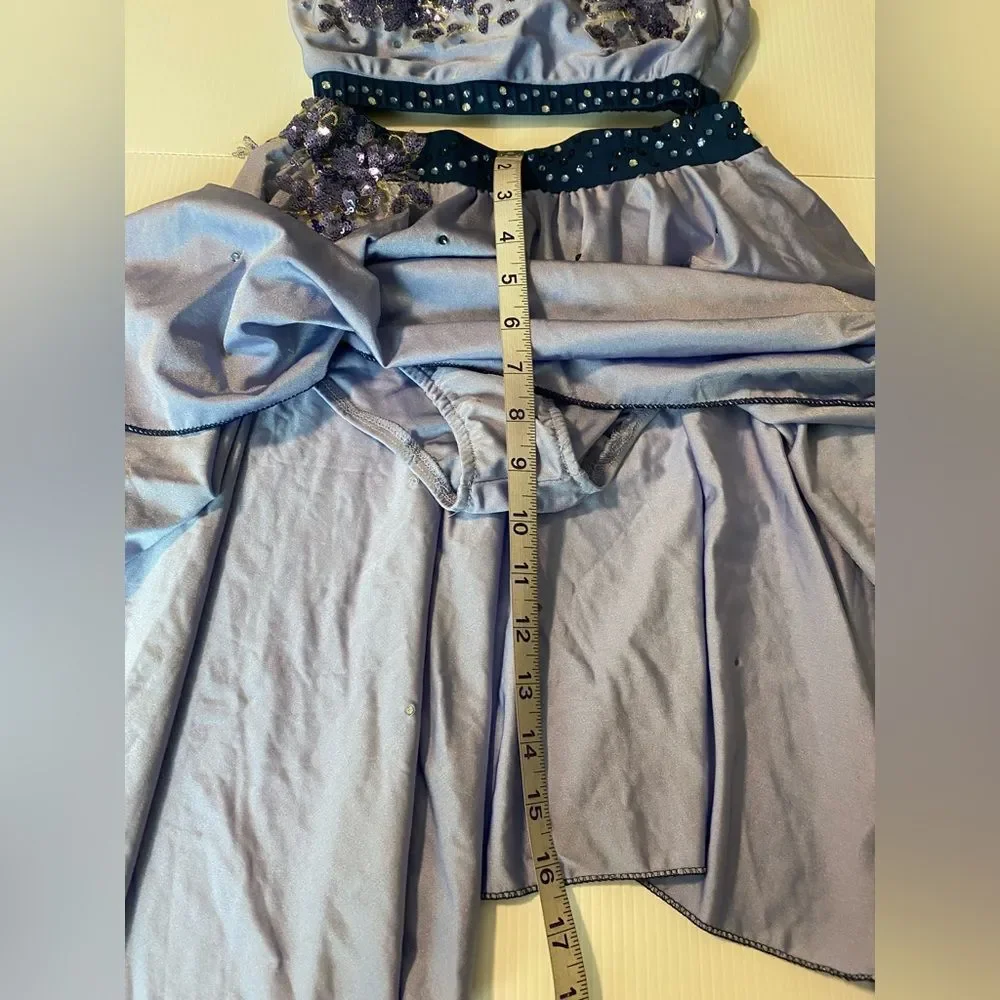Glamour solo dance costume 2 piece embellished blue SA-Small adult